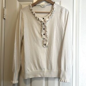 Boden Cream Henley Sweater sz 12